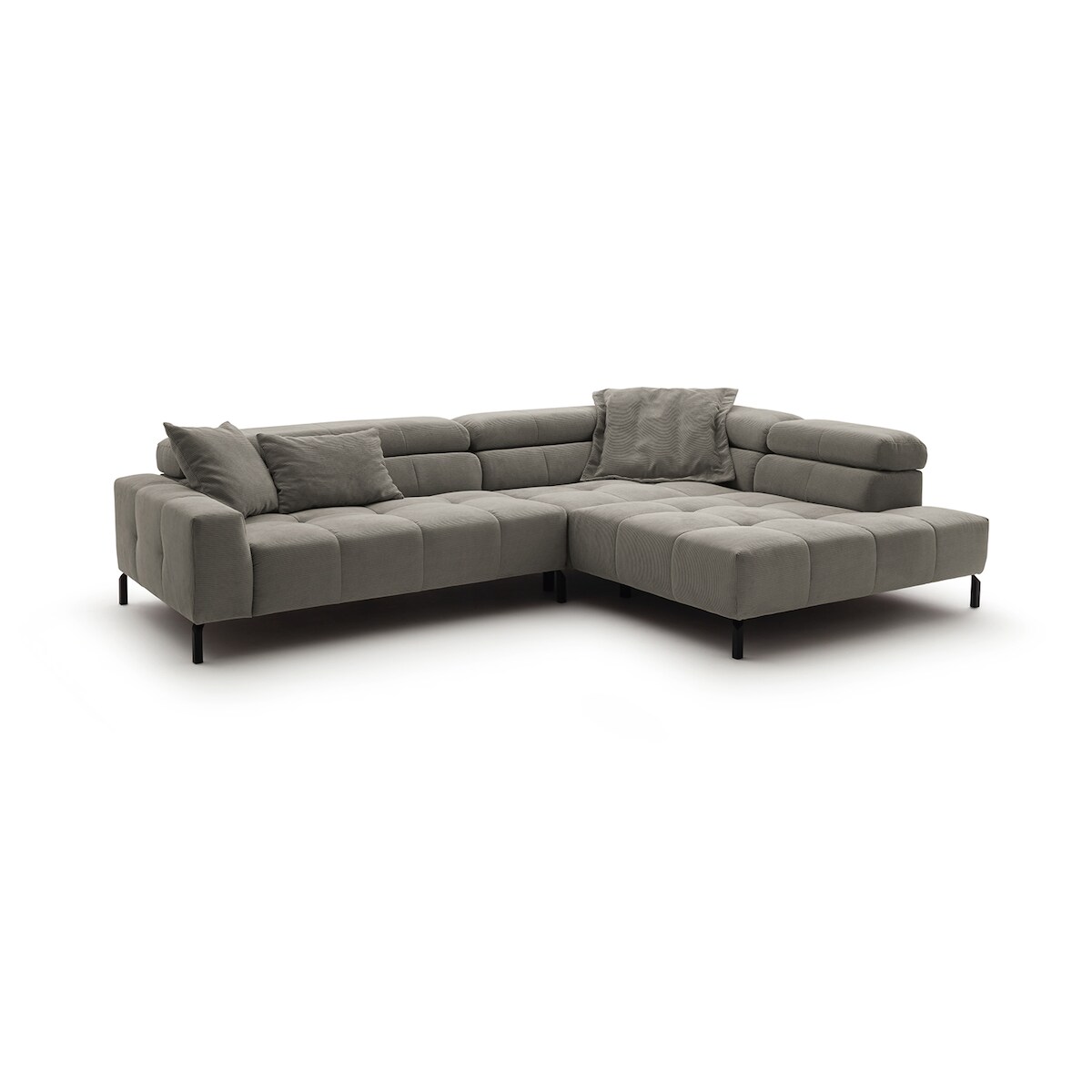 KAWOLA Sofa OHIO Ecksofa Feincord grau Recamiere rechts Image