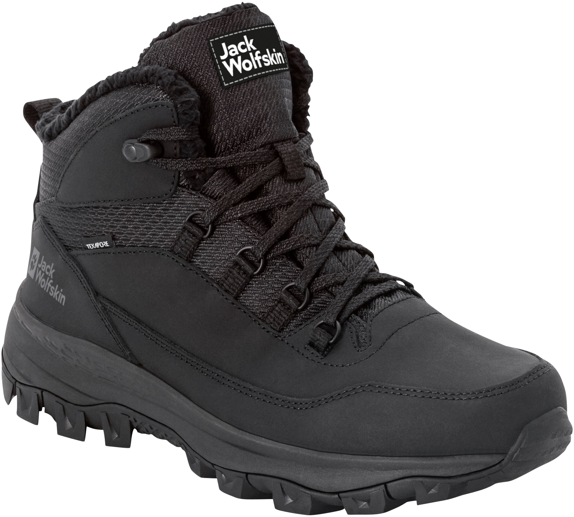 Outdoorwinterstiefel JACK WOLFSKIN "EVERQUEST TEXAPORE MID M", Damen, Gr. 42, schwarz, Leder, Textil, Sportlich, Schuhe, Winterboots, Snowboots, Winterschuhe, wasserdicht & gefüttert, Topseller