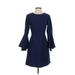 Lilly Pulitzer Cocktail Dress - Sweater Dress Crew Neck 3/4 Sleeve: Blue Solid Dresses - Women's Size 2