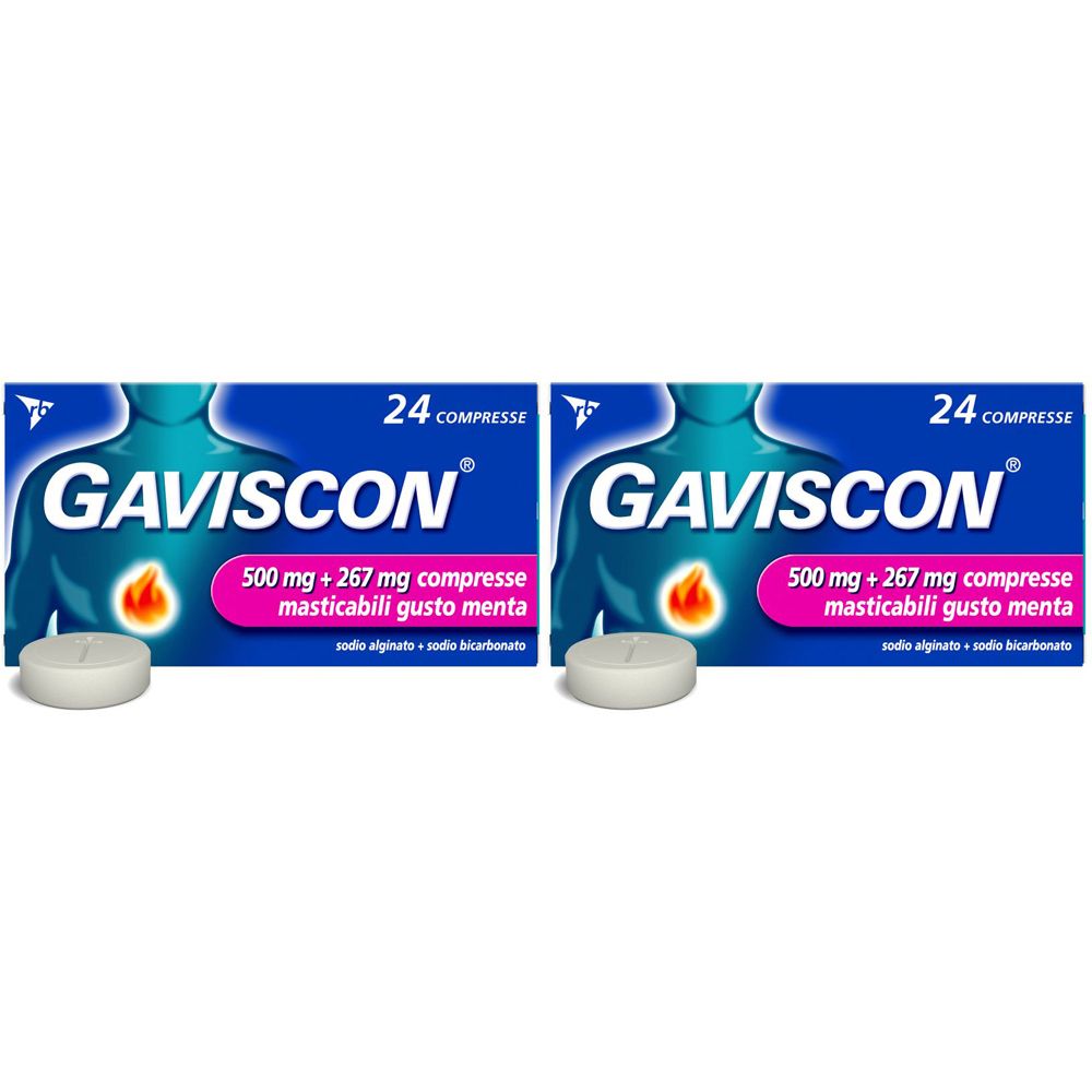 GAVISCON® 500+267 mg Compresse Masticabili Menta Set da 2 2x24 pz mast