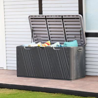 Aoodor 71 Gallon Deck Box with Hydraulic Rods, Lockable, UV Resistant - N/A