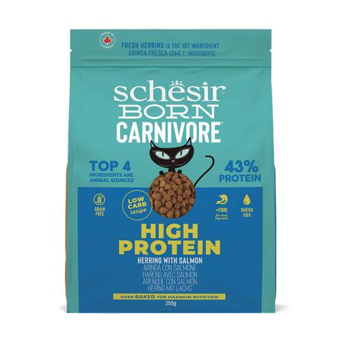 Sparpaket: 4x 255g Schesir Born Carnivore High Protein Hering mit Lachs Katzenfutter trocken