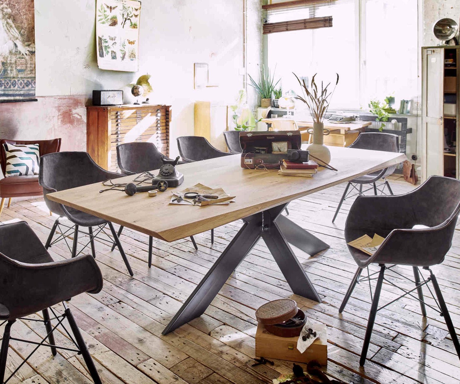 Esstisch Wildeiche massiv Extreme Wildeiche bianco 180x95 cm