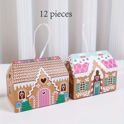 TEMU Christmas Gift Packaging Box Christmas House Shaped Gift Box Party Gift Return Gift Paper Box Party Christmas Decoration