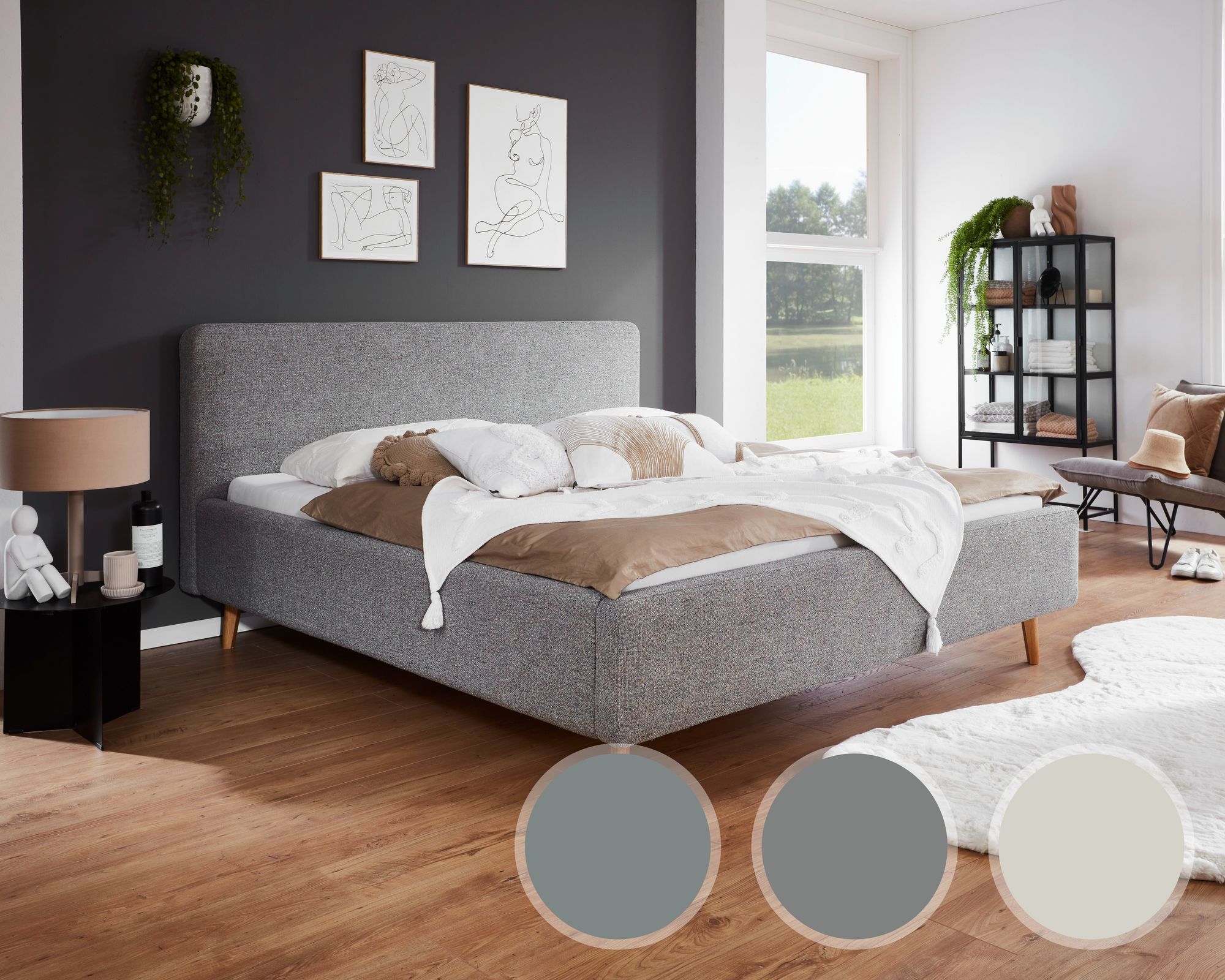 meise.möbel »Mattis« Polsterbett Webstoff mit Bettkasten 140x200 cm / beige / ohne Bettkasten