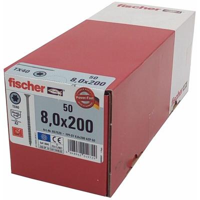Fischer - 50x Holzschraube 8,0x200 Edelstahl A2 tx Senkkopf Teilgewinde Schraube Image