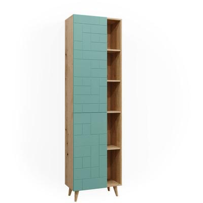 Vicco - Badschrank Rudi, Mintgrün, 56 x 193 cm mit Türen, und offenen Fächern