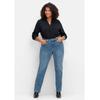 Gerade Jeans SHEEGO "Große Größen", Damen, Gr. 27, Kurzgrößen, blau (blau denim), Obermaterial: 96% Baumwolle, 4% Elasthan (LYCRA XTRA LIFE), unifarben, casual, lang, Jeans, mit Bodyforming-Effekt