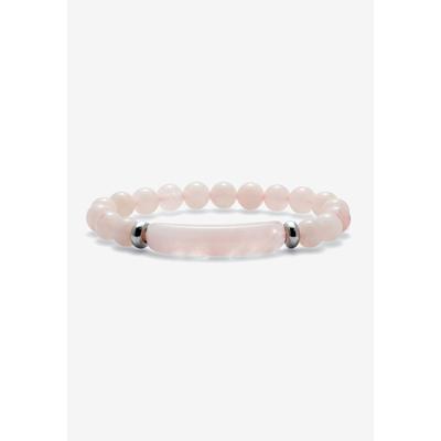 Women's 48.45 Tcw Genuine Rose Quartz Beaded Silvertone Stretch Bracelet 6-Inch by PalmBeach Jewelry in Rose