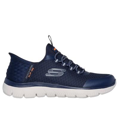 Skechers Boy's Slip-ins: Summits - High Range Sneaker | Size 5.5 | Navy/Orange | Textile/Synthetic | Vegan | Machine Washable