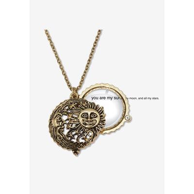 Women's Antiqued Goldtone Sun Moon Stars Magnifying Glass Pendant Necklace 18-Inch by PalmBeach Jewelry in Gold