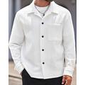 Per uomo Giacca camicia Sopracamicia Giacca di pelle Semplice Vacanza Abbigliamento quotidiano Bianco Manica Lunga Bavero Autunno Inverno Abbigliamento Jacquard