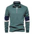 felpe con collo finto e cerniera a un quarto da uomo, pullover casual patchwork, felpa in misto cotone per uomo