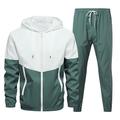 Per uomo Tuta da Ginnastica Tuta da Allenamento Primavera Coulisse Tasca Blocco di colori Felpa con cappuccio e pantaloni Set di Abbigliamento Sportivo Nero Verde militare Allenamento in Palestra