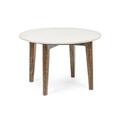 Table basse ronde vintage en manguier et marbre blanc D60