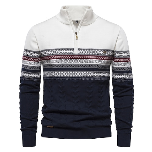 Neue herbst hochwertige reißverschlussanhänger männer warme winter baumwollpullover für männer ethnische muster lässig herren pullover