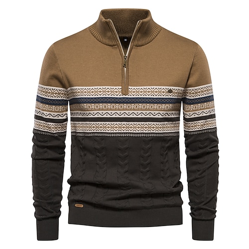 Neue herbst hochwertige reißverschlussanhänger männer warme winter baumwollpullover für männer ethnische muster lässig herren pullover