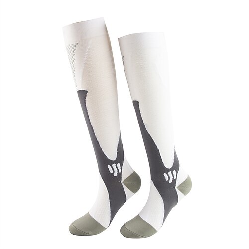 2 Paar Herren Kompressionsstrümpfe Wandersocken Außen Atmungsaktiv Weich Dehnbar Komfortabel Socken Kompressionssocken Patchwork Chinlon Schwarz Weiß Leicht Rosa für Jagd Radsport / Fahhrad Camping Image