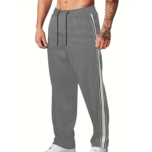 Herren Jogginghose Trainingshose Cordhose Hose Hosen Jogginghose mit geradem Bein Tasche Kordelzug Elastische Taille Farbblock Komfort Sports Outdoor Täglich Modisch Brautkleider schlicht Armeegrün Image
