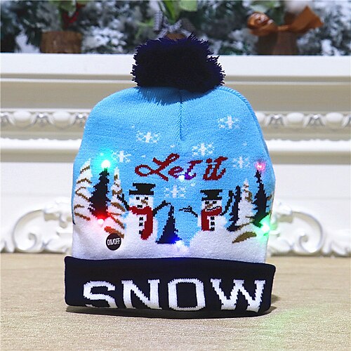 Neue leuchtende Weihnachtsmütze für Kinder und Erwachsene im Herbst und Winter, wärmende europäische und amerikanische Pullover-Strickmütze, bedruckte Wollmütze für Weihnachtsgeschenke - Lightinthebox.com/de