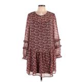 American Eagle Outfitters Casual Dress - Popover Crew Neck Long Sleeve: Burgundy Paisley Dresses - Women's Size Large