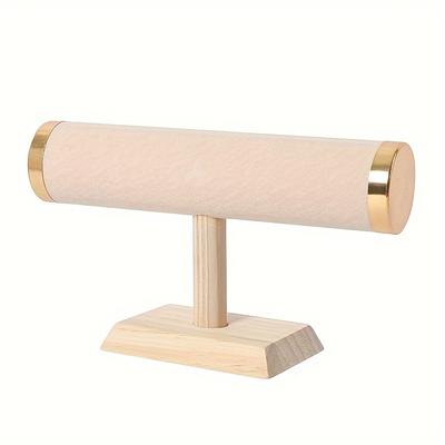 TEMU Versatile Wooden Jewelry Stand - Triangle Base For Bracelets, Bangles, Beads & Hair Ties Display - Multiple Colors , Beads For Bracelets, Wooden Base, Storage, Jewelry Towers Image