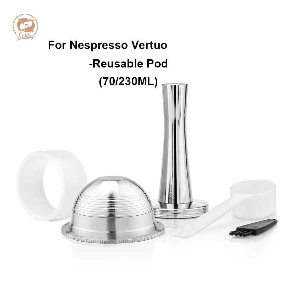iCafilas For Nespresso Vertuoline Plus Reusable Capsule Coffee Pod Vertuo GCA1 Delonghi ENV135 Stainless Steel Refill Pod Filter