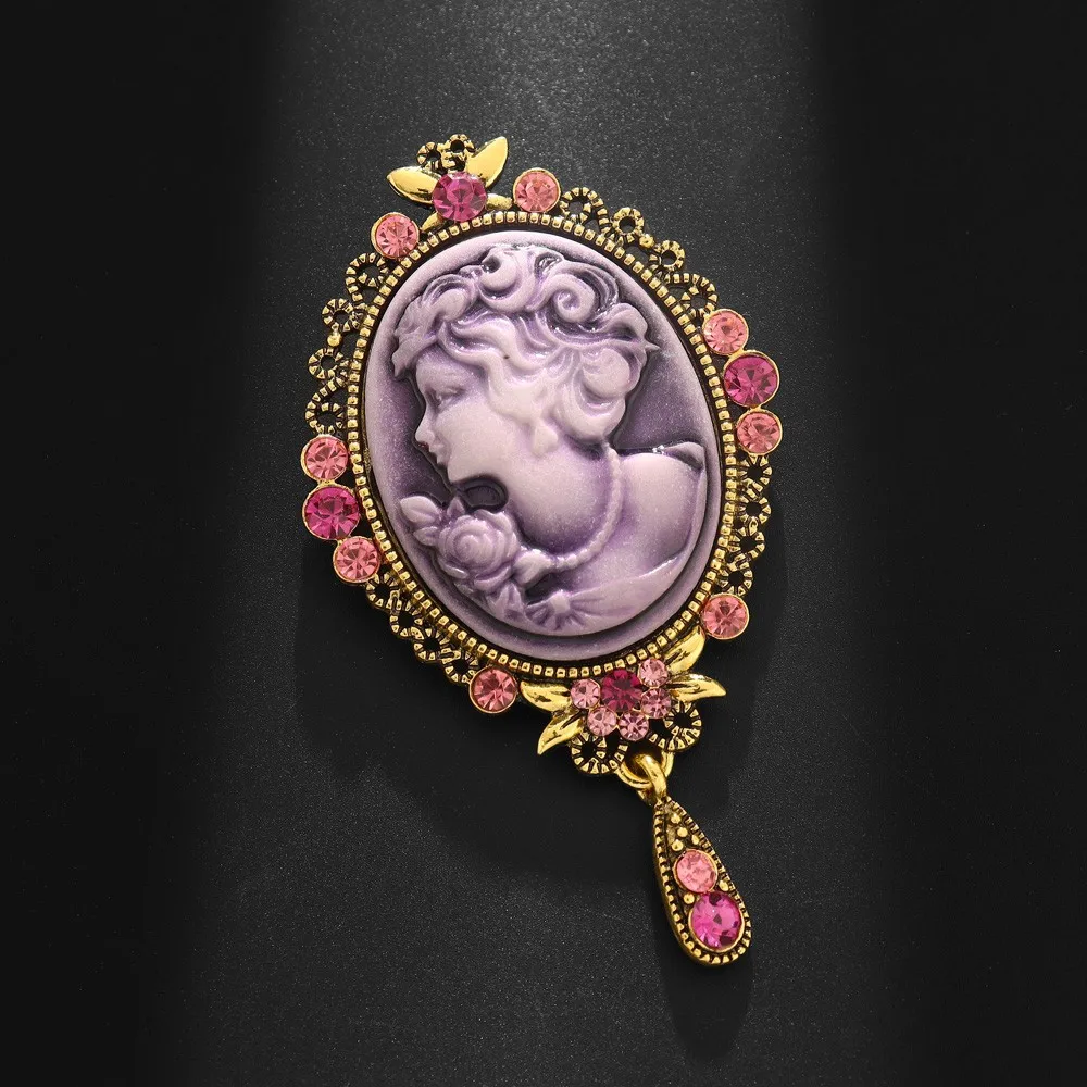 Broche tête de beauté de palais de Style bohème rétro, breloque pour femmes, mode, nouveaux accessoires de bijoux de fête, cadeau, vente en gros