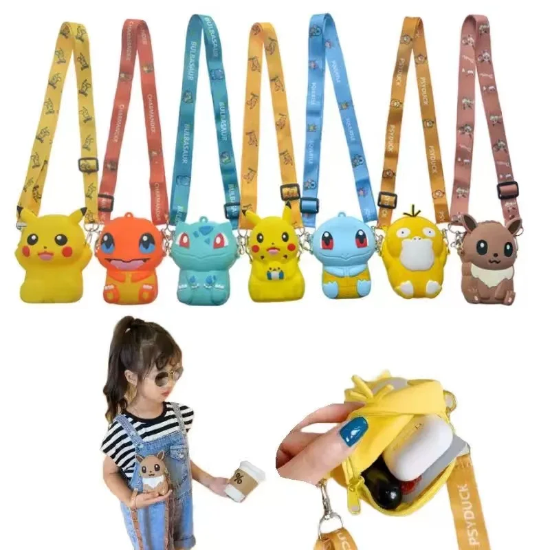 Pokemon Pikachu Bella borsa alla moda Principessa piccola borsa in silicone portaoggetti Messenger Figure di cartoni animati Modello giocattolo Borsa regalo per bambini