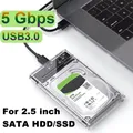 Custodia per disco rigido esterno USB3.0 Custodia per disco rigido trasparente da 5 Gbps da 2,5 pollici Custodia per disco rigido SATA HDD SSD per PC portatile