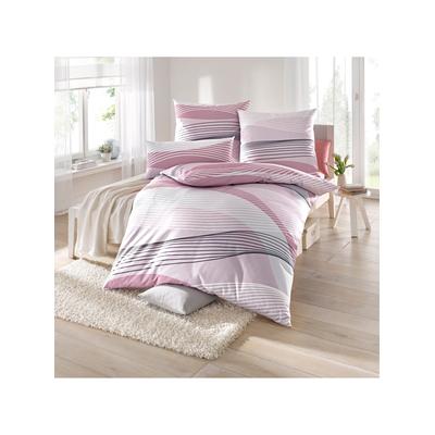 Bettwäsche BIBERNA Gr. 3, rosa (mauve), B/L: 155cm x 220cm, 3 tlg., Mako-Jersey, Mako-Jersey, B/L: 80cm x 80cm, Mako-Jersey, 100% Baumwolle, Bettwäsche Image