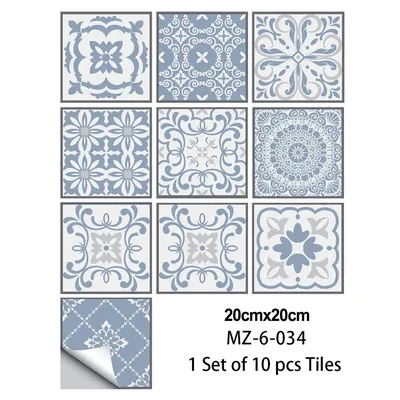 10 Stück Mosaik fliesen Aufkleber Stick Bad Küche Home Wand Boden selbst klebende wasserdichte Image