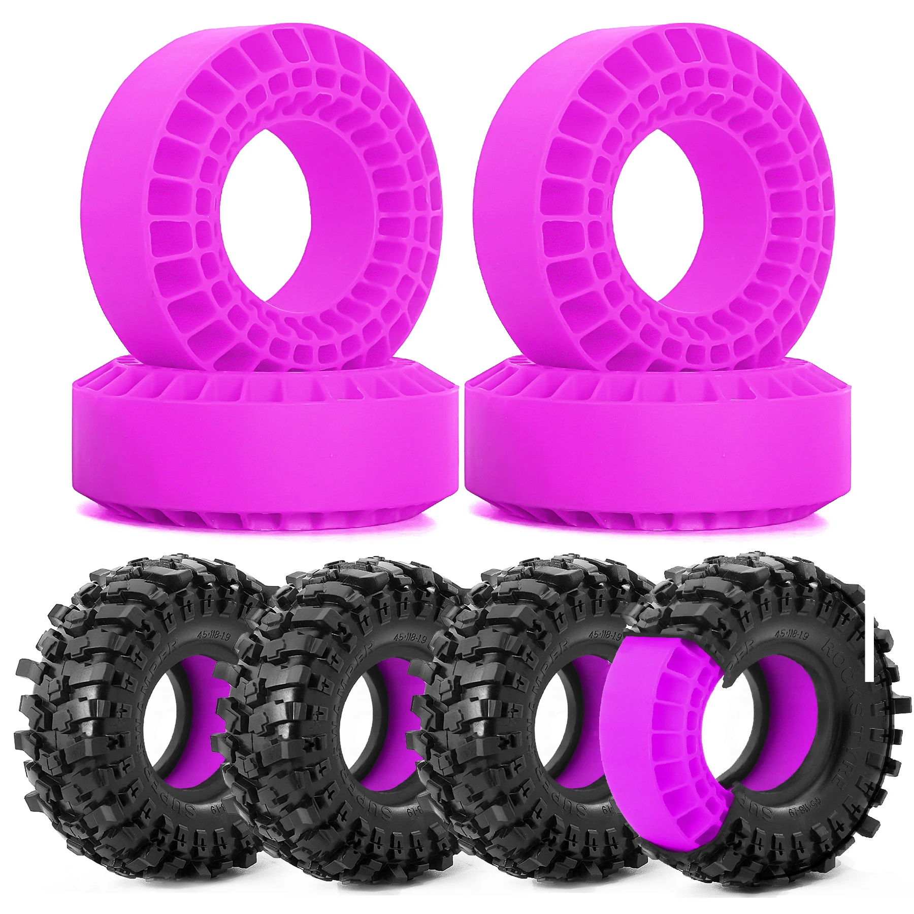 4 stücke Silikon Gummi Einsätze Schaum Für 106-108mm 1,9 "Reifen Für 1/10 Rc Trx4 Trx4m D12 Kettenfahrzeug Axial Scx10 D90 Yikong Image