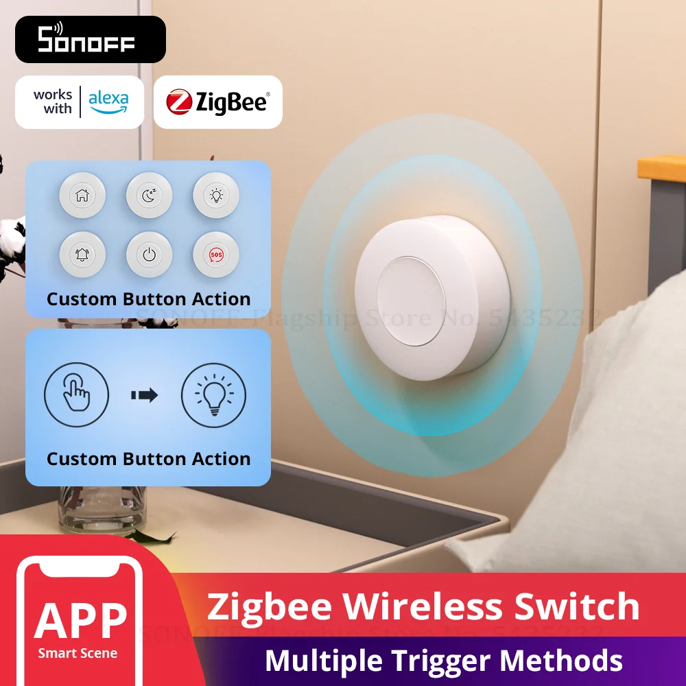 SONOFF SNZB-01P Zigbee Wireless Switch Button Smart Scene Switch Home Automation Control für eWeLink APP Alexa Smartthings Image