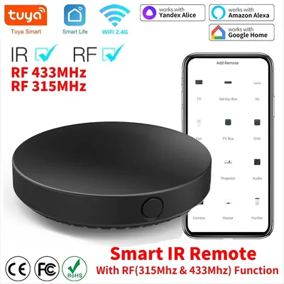 Tuya WiFi IR RF Fernbedienung 315 433 MHz Universal für alle Klimaanlagen TV LG Smart Life App funktioniert mit Alexa