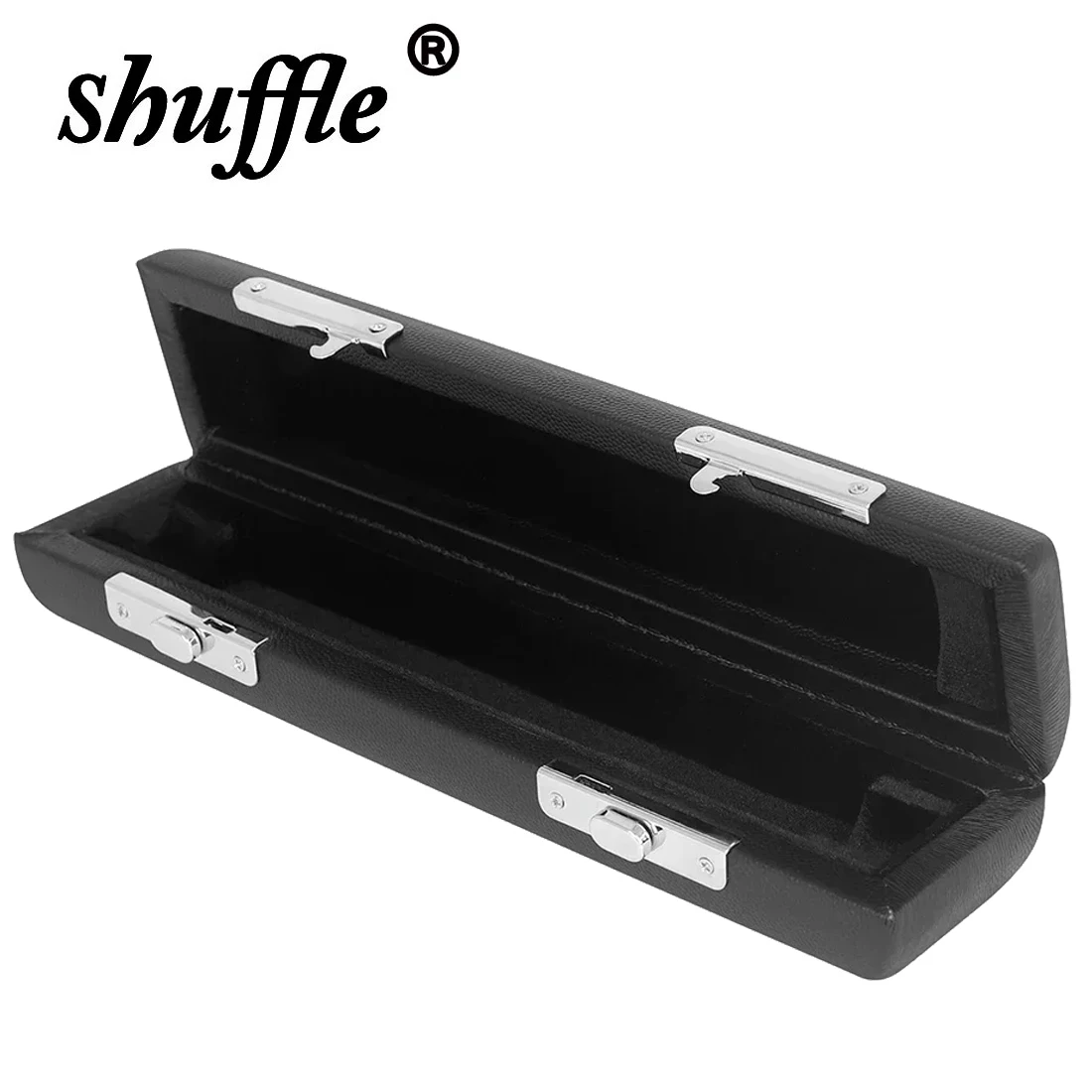 16 Loch kurze Flöte Aufbewahrung sbox Holzbläser Musik instrument Zubehör tragbare schwarze Leder Piccolo Tasche mit Metalls chnalle Image