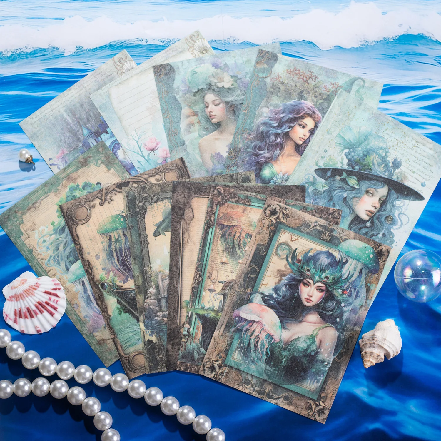 30 stücke Vintage Meerjungfrau Unterwasser welt Material Papier dekorative Tagebuch Album Briefpapier Hintergrund Papier Junk Journal liefert Image