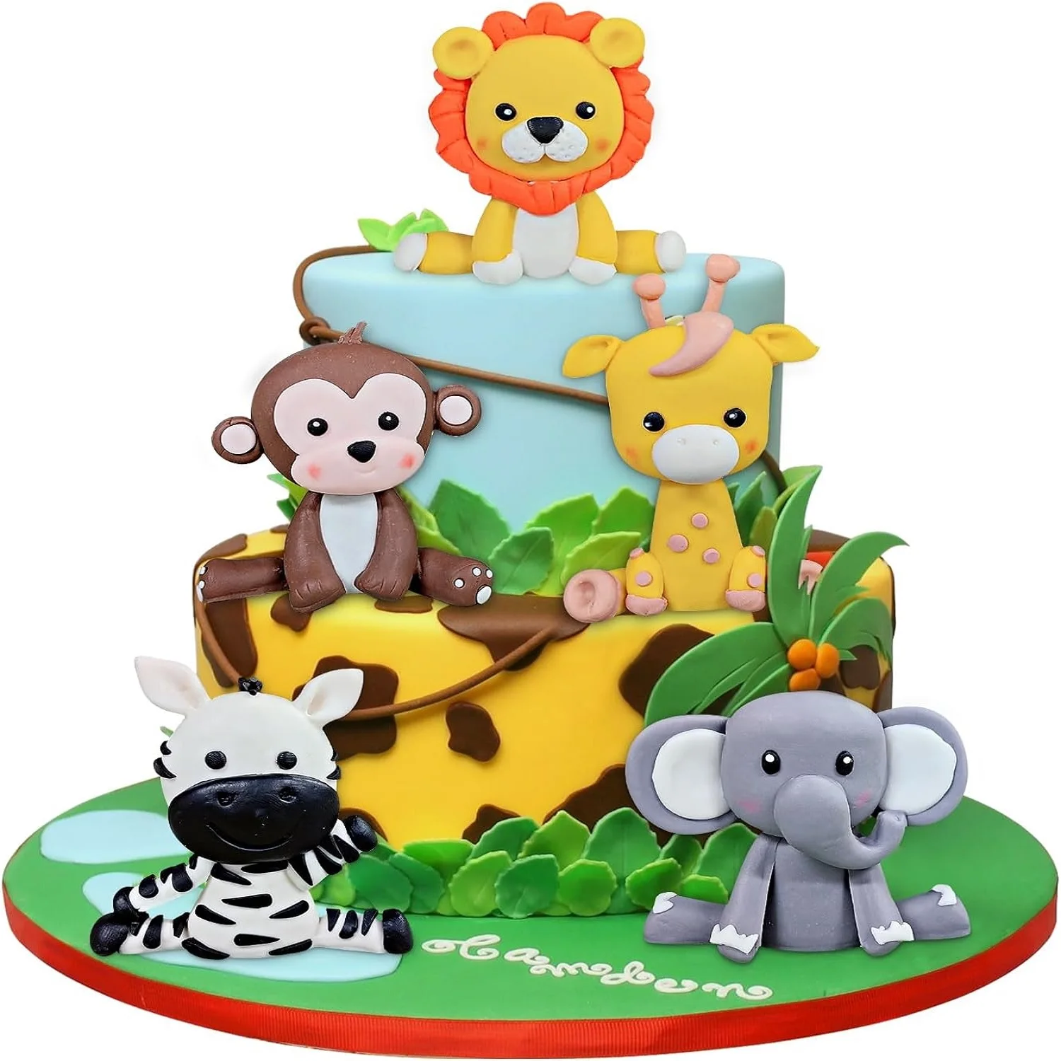 Safari Tier Kuchen Topper Dschungel Wild Themed Kuchen Dekorationen Safari Tier Kuchen Dekor Löwe Giraffe Affe Elefant Zebra Image