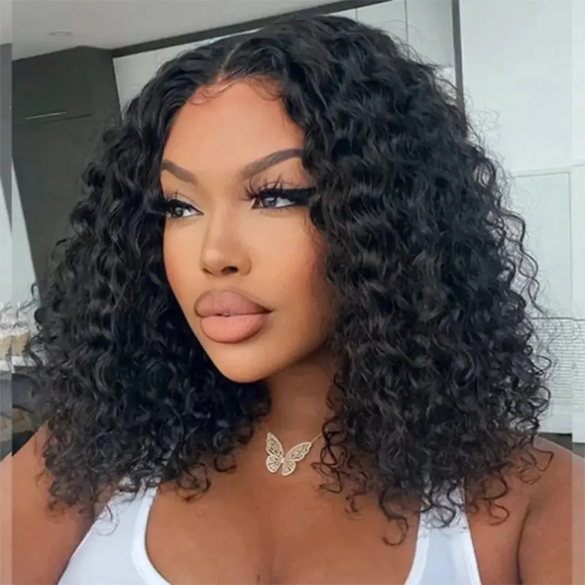 Deep Wave Bob Perücke 4x4 Lace Front Echthaar Bob Perücken Dichte indische Bob Perücken Echthaar für Frauen natürliche schwarze 8-16 Zoll