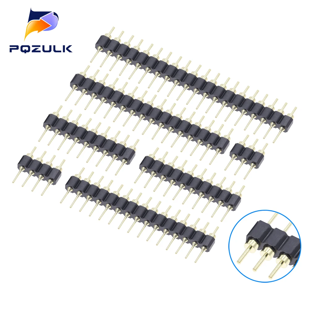 10 Stück 2,54 mm Pin-Header-Stecker, einreihig, 40 Pin, 2,54 mm runder Pin-Stecker, 1 x 2 P, 3 P, 4 P, 5 P, 6 P, 7 P, 8 P, 9 P, 10 P, 12 P, 20 P, 40 P Image