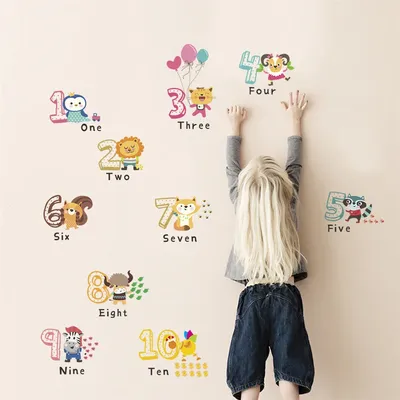 1 Satz lustige Tier nummer Alphabet Wanda uf kleber Kinderzimmer Wohnkultur Wandt attoos Image