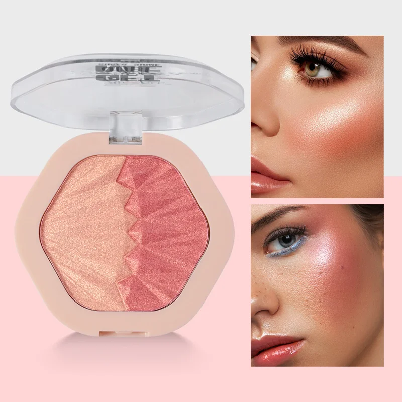 2-Farben-Rouge-Palette 2-in-1 Konturierungscreme Gesichts- und Wangen-Rouge-Creme Make-up Glitzer Highlighter Mehrfarbiges Make-up Rouge Image