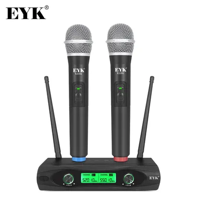 EYK E220U UHF Wireless Microphone Professional 2 Channels Karaoke Handheld Mic Perfect for Wedding