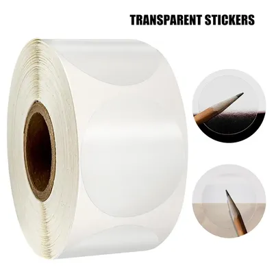 500pcs/roll Round PVC Clear Sticker Scrapbooking For Package And Evenlope Seal Labels Transparent