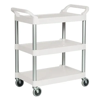 Commercial Products Plastic Utility Service Cart, White, with Wheels 200 lbs