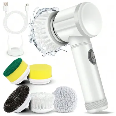 Electric Spin Scrubber with 5 Replaceable Brush Head Power Electric Cleaning Brush Handheld