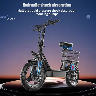 Foldable electric scooter with basket, 500W motor, full suspension, 36V13AH, range of 30 miles,