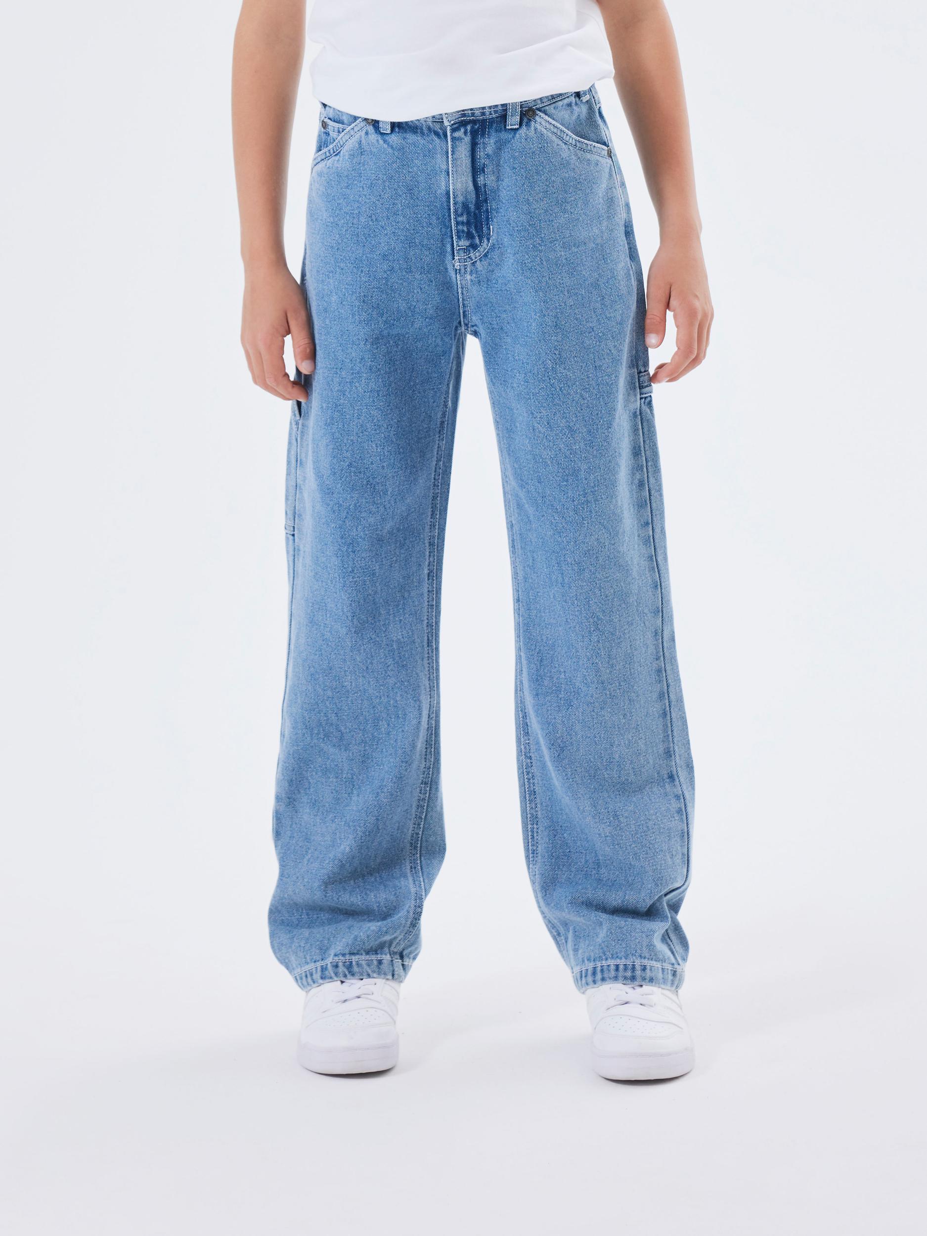 5-Pocket-Jeans NAME IT "NKMRYAN für Jungen mit geradem Bein und 5-Pocket-Style", Jungen, Gr. 152, N-Gr, blau (medium blau denim), Denim/Jeans, Obermaterial: 100% Baumwolle, unifarben, straight fit knöchellang, Jeans, unifarben, casual, straight fit,... Image