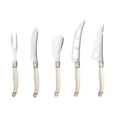 French Home Laguiole 5-Piece Artisan Cheese Knife Set with Ivory-Colored Handles
