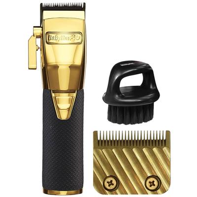 BaByliss PRO GoldFX Boost+ Gold Adjustable Blade Cordless Clipper FX870GBP + Gold Titanium Wedge Blade FX603G + Neck Brush